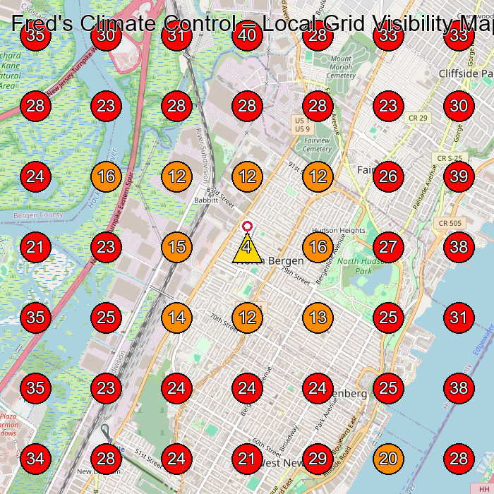 Fred's Climate Control GeoGrid visibility map for Hvac Contractor in North Bergen